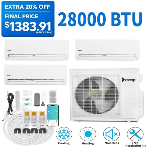 28000 btu tri zone ductless - 28000,